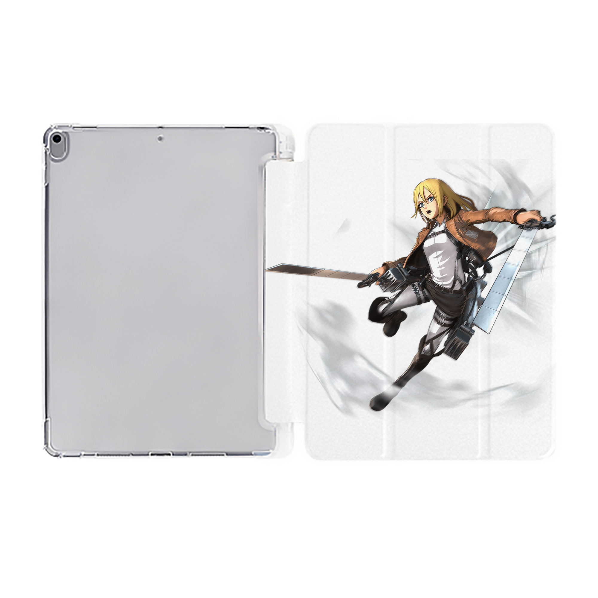 （画像用） 進撃の巨人 クリスタ·レンズ Attack on Titan Christa Lenz IPad ケース ペン収納付き 三つ折りスタンド PUレザー×シリコン 対応機種9.5/10.5/10.9インチ